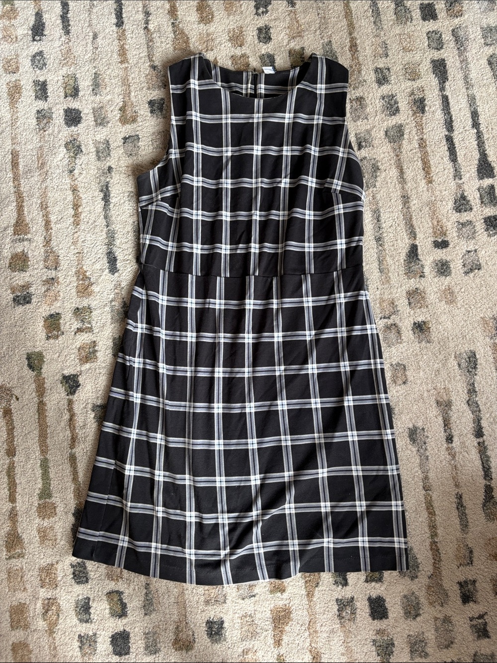 Old Navy Black and White and light blue Windowpane Sleeveless Dress